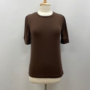 J. Crew Crewneck Short Sleeve Knit Sweater Business Casual Chocolate Brown XS